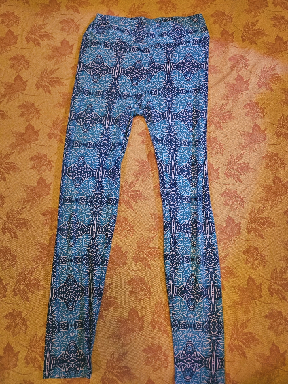 Original LuLaRoe Teal and Navy Abstract Print Leggings